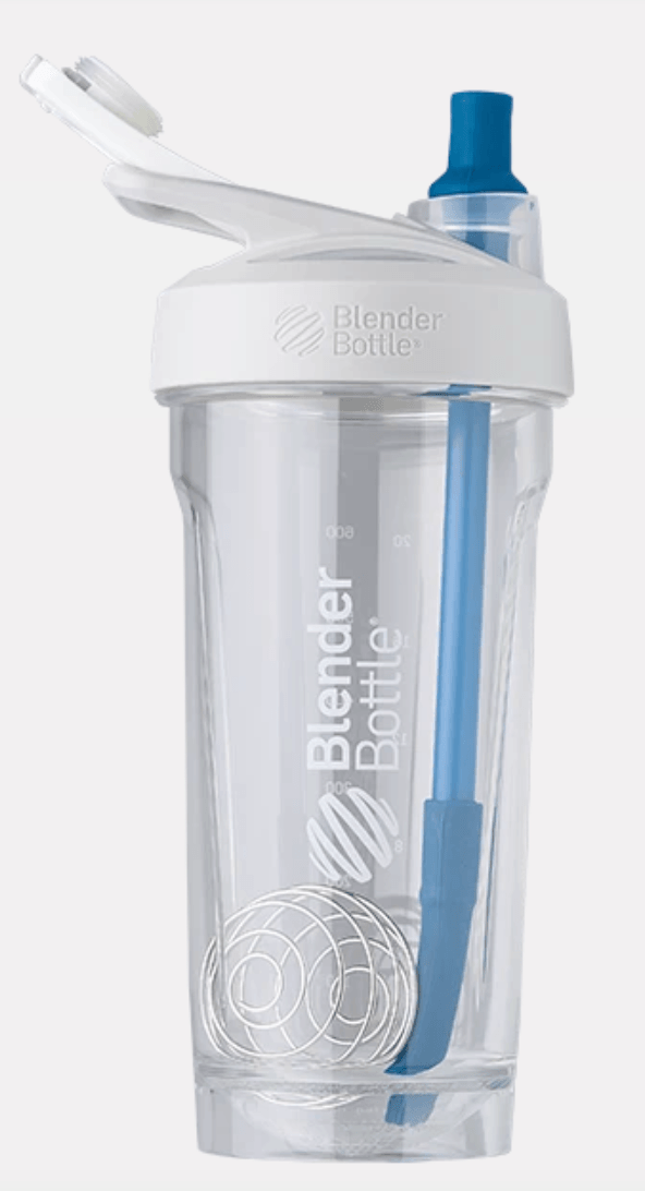 Blender Bottle Shaker Mixer Cup Reusable Silicone Straw - Black